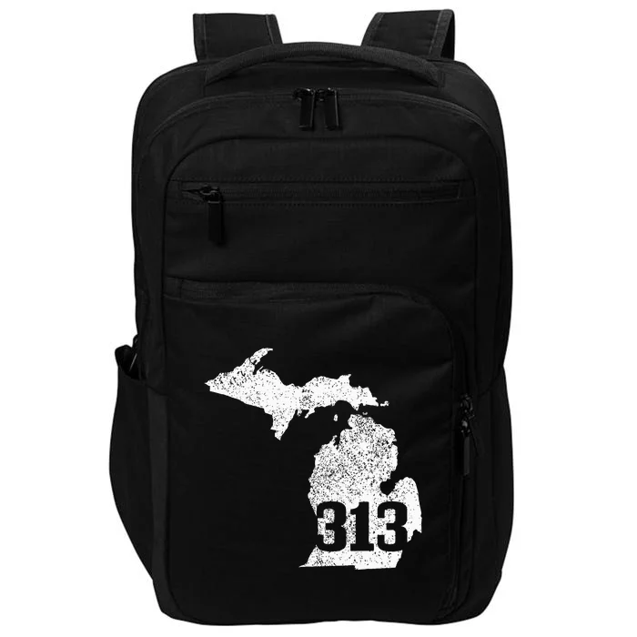 Detroit 313 Area Code Michigan Map State Pride Vintage Impact Tech Backpack