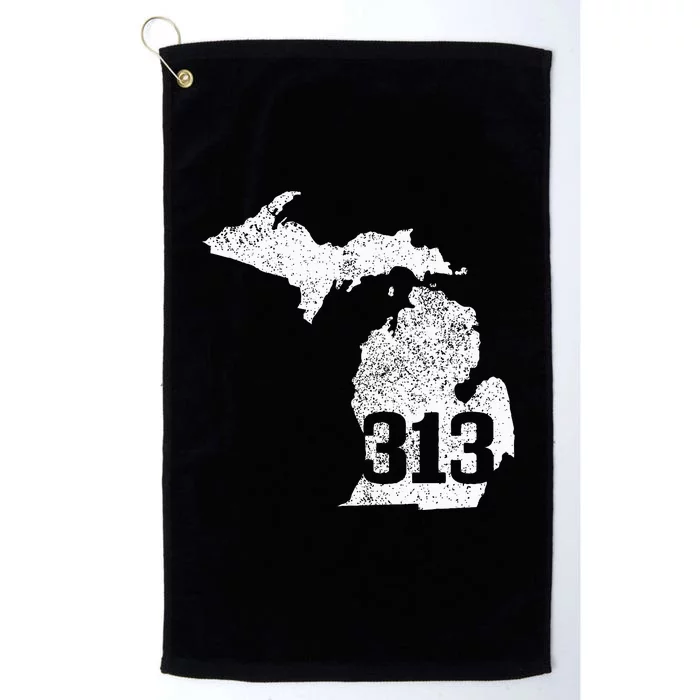 Detroit 313 Area Code Michigan Map State Pride Vintage Platinum Collection Golf Towel