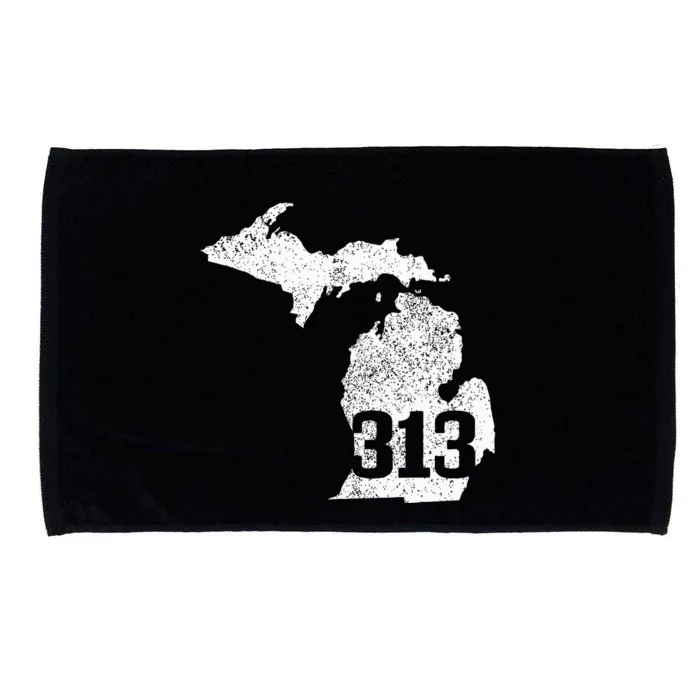 Detroit 313 Area Code Michigan Map State Pride Vintage Microfiber Hand Towel