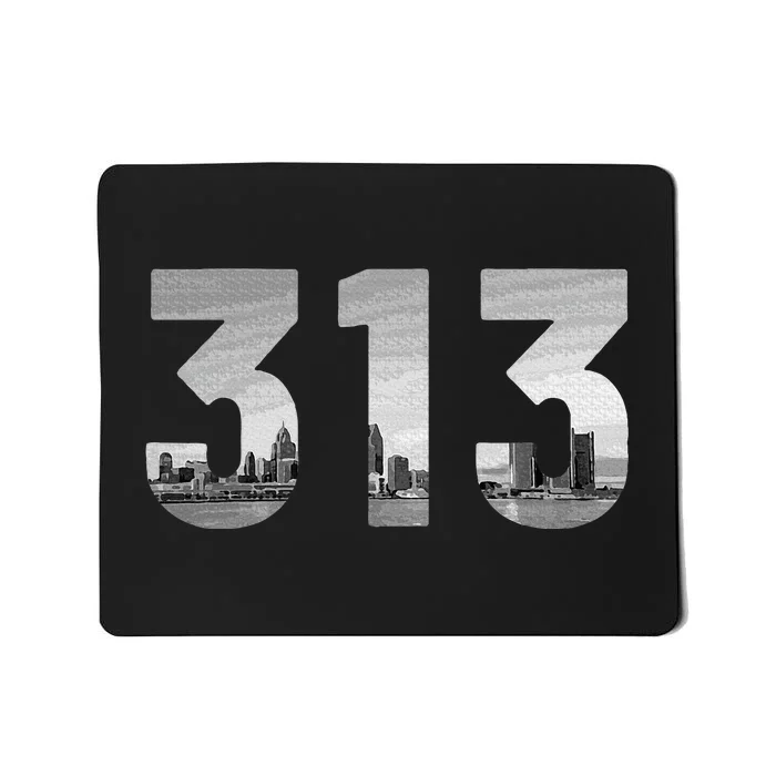 Detroit 313 Area Code Skyline Michigan Vintage Mousepad