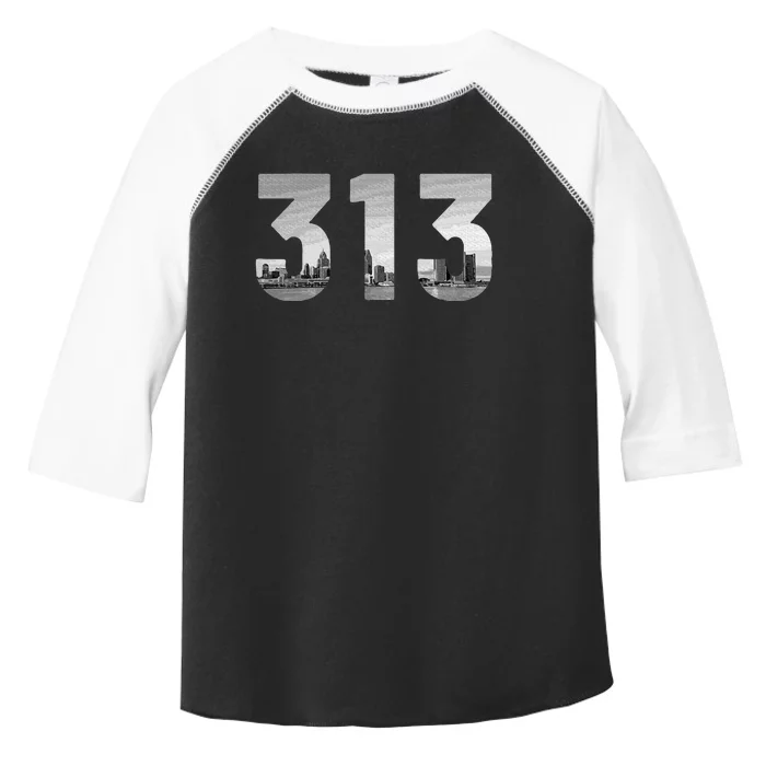 Detroit 313 Area Code Skyline Michigan Vintage Toddler Fine Jersey T-Shirt