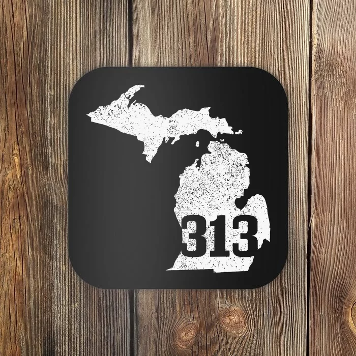 Detroit 313 Area Code Michigan Map State Pride Vintage Coaster