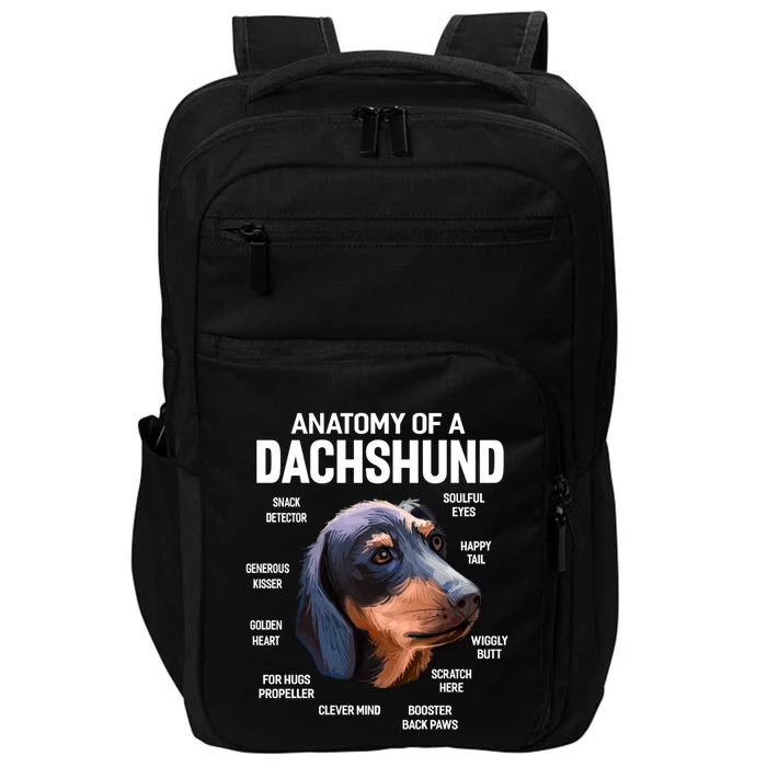 Dogs 365 Anatomy Of A Dachshund Dog Funny Gift Impact Tech Backpack