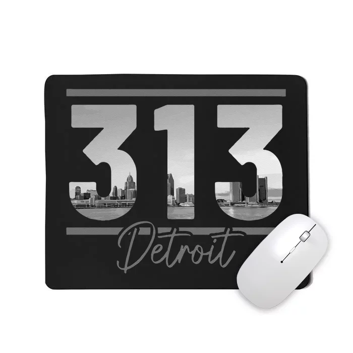 Detroit 313 Area Code Skyline Michigan Vintage Mousepad