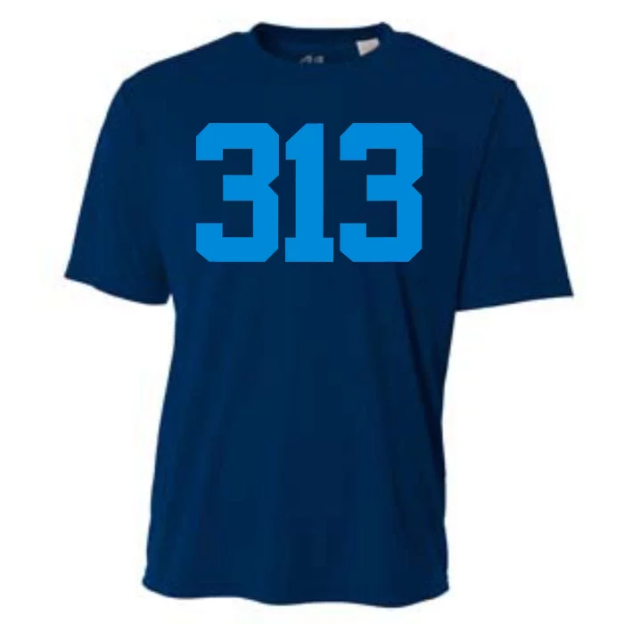 Detroit 313 Area Code GRIT Sports Fan Detroiter Fan Cooling Performance Crew T-Shirt