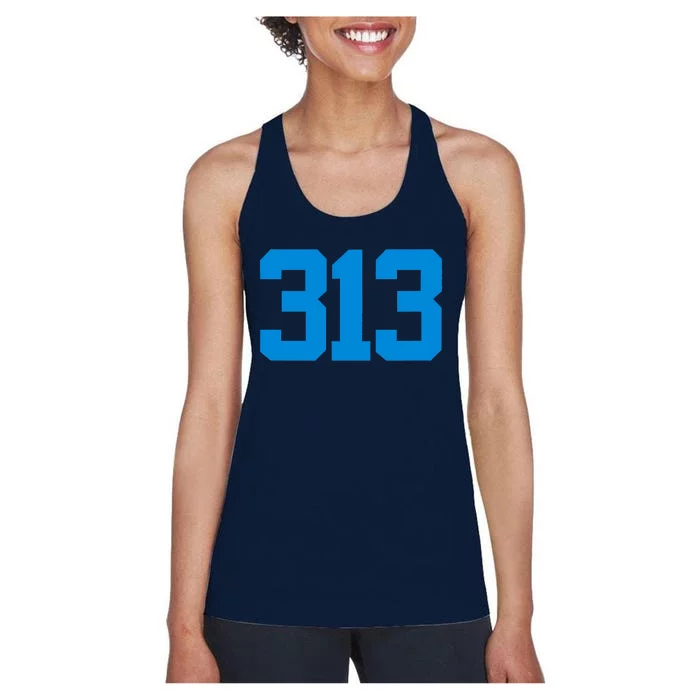 Detroit 313 Area Code GRIT Sports Fan Detroiter Fan Women's Racerback Tank