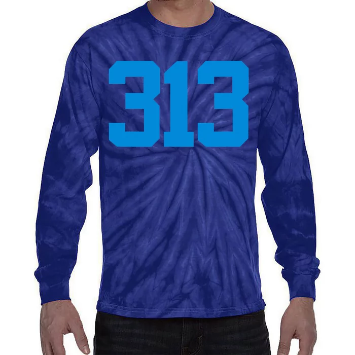 Detroit 313 Area Code GRIT Sports Fan Detroiter Fan Tie-Dye Long Sleeve Shirt