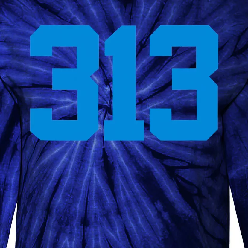 Detroit 313 Area Code GRIT Sports Fan Detroiter Fan Tie-Dye Long Sleeve Shirt