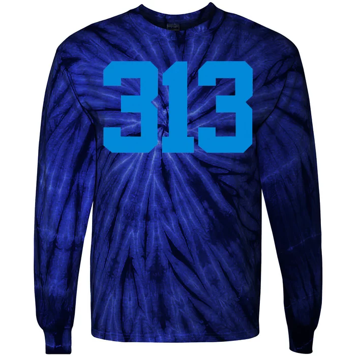 Detroit 313 Area Code GRIT Sports Fan Detroiter Fan Tie-Dye Long Sleeve Shirt