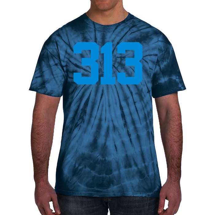 Detroit 313 Area Code GRIT Sports Fan Detroiter Fan Tie-Dye T-Shirt