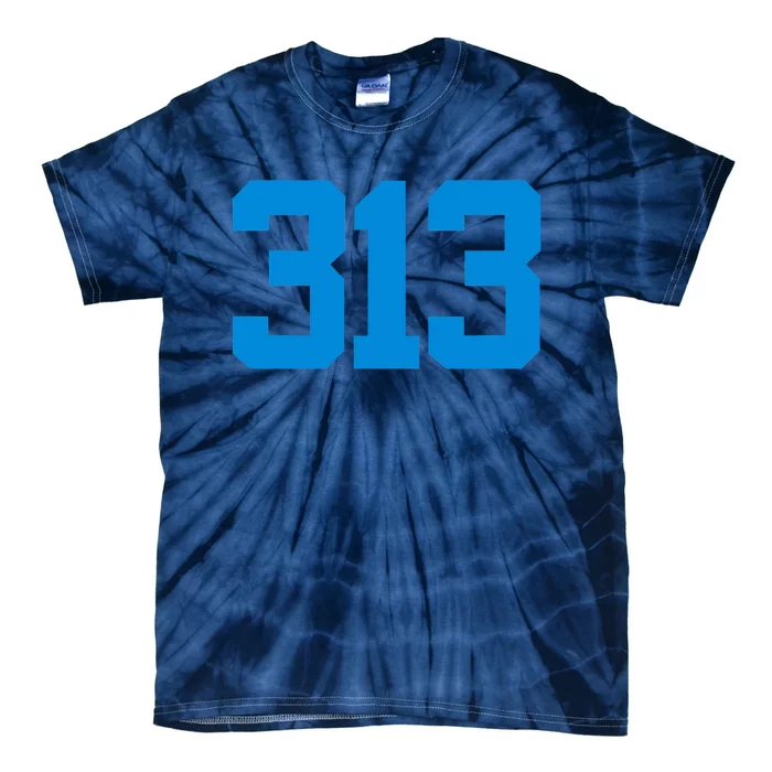 Detroit 313 Area Code GRIT Sports Fan Detroiter Fan Tie-Dye T-Shirt