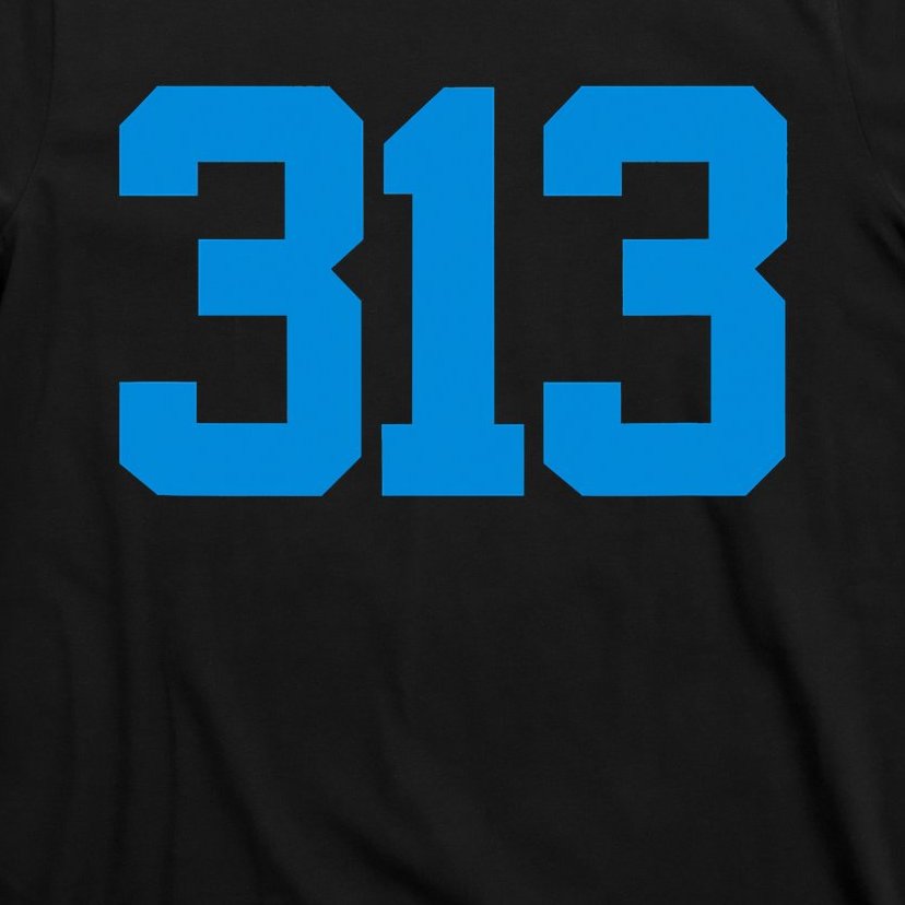 Detroit 313 Area Code GRIT Sports Fan Detroiter Fan T-Shirt