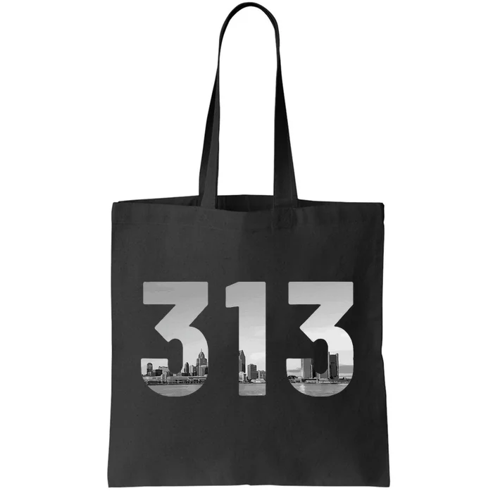 Detroit 313 Area Code Skyline Michigan Vintage Tote Bag