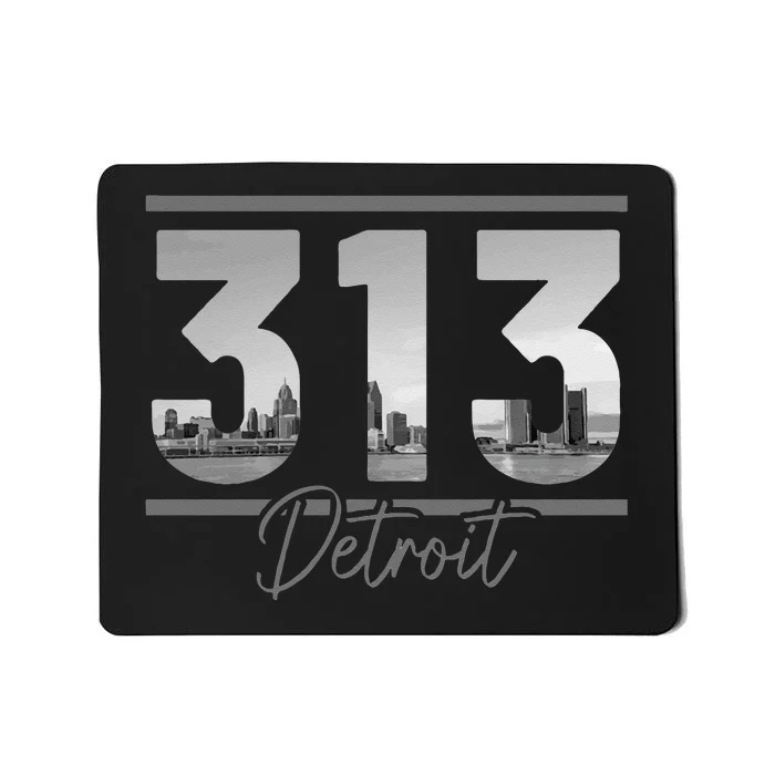 Detroit 313 Area Code Skyline Michigan Vintage Mousepad