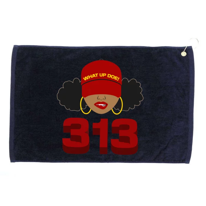 Detroit 313 Area Code What Up Doe Black Woman Grommeted Golf Towel