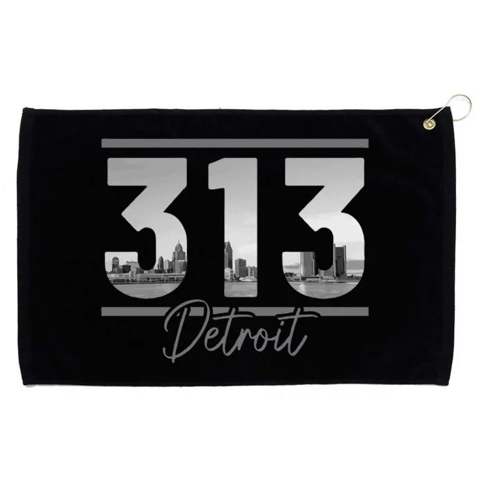 Detroit 313 Area Code Skyline Michigan Vintage Grommeted Golf Towel