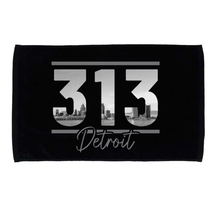 Detroit 313 Area Code Skyline Michigan Vintage Microfiber Hand Towel