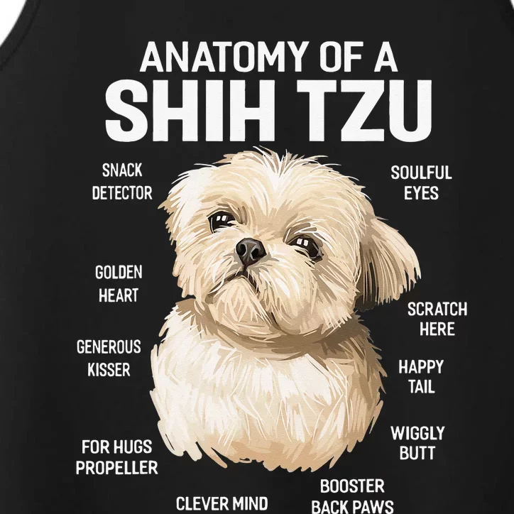 Dogs 365 Anatomy of a Shih Tzu Dog Funny Gift Performance Tank