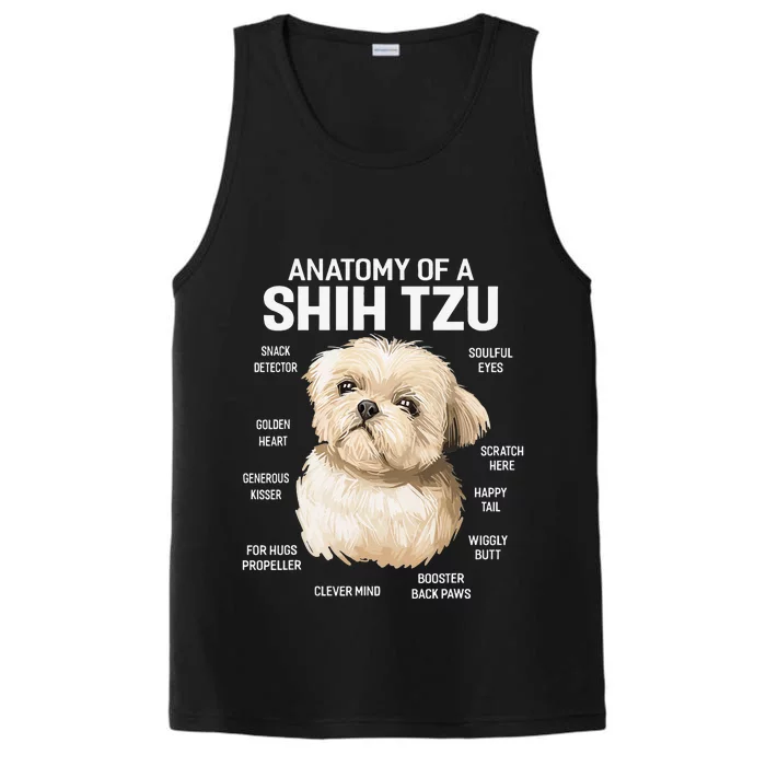 Dogs 365 Anatomy of a Shih Tzu Dog Funny Gift Performance Tank