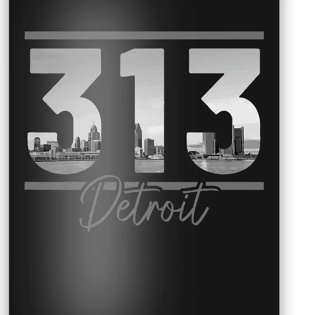 Detroit 313 Area Code Skyline Michigan Poster