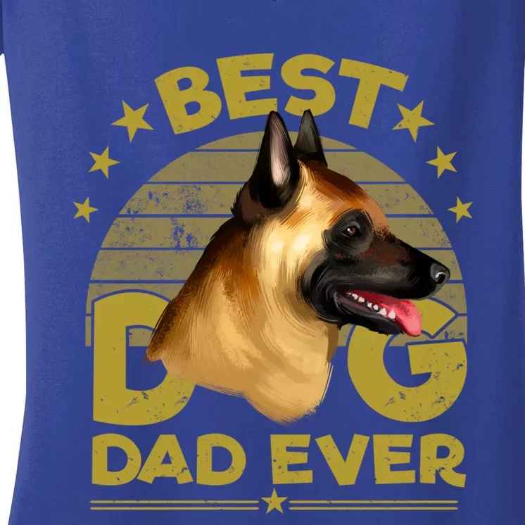 Dogs 365 Best Belgian Malinois Dog Dad Ever Gift Funny Gift Women's V-Neck T-Shirt