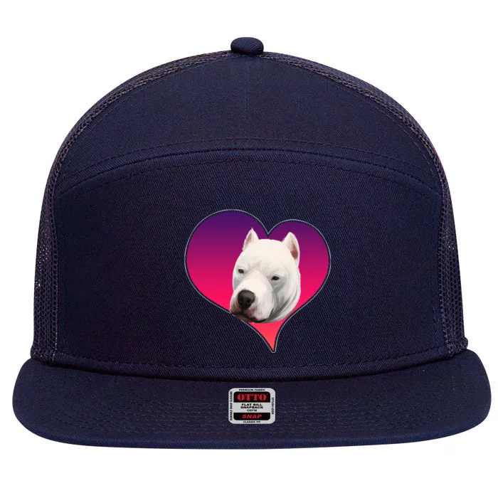 Dogs 365 Dogo Argentino Dog Pink Heart Love Gift Gift 7 Panel Mesh Trucker Snapback Hat