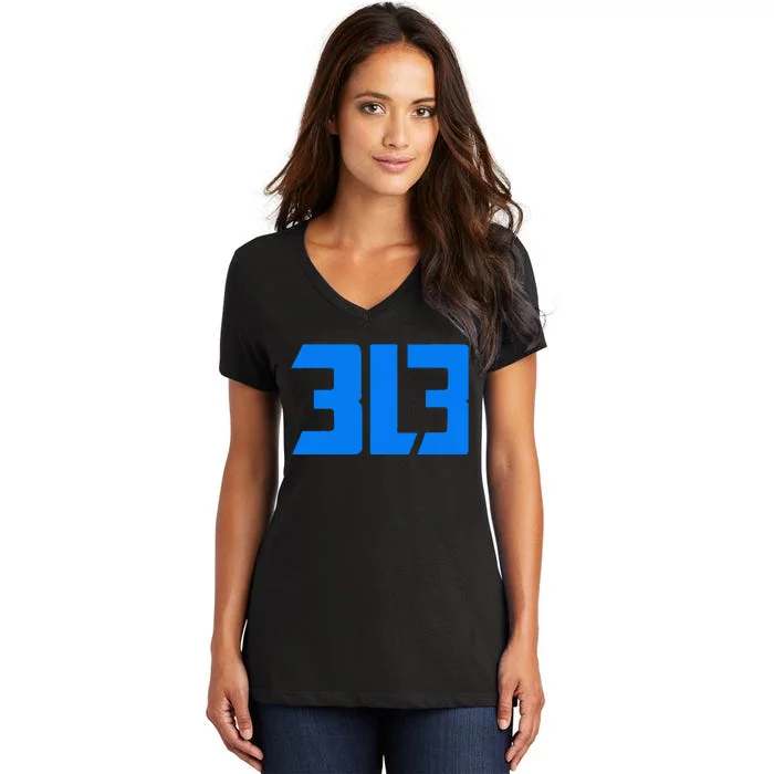 Detroit 313 Women's V-Neck T-Shirt