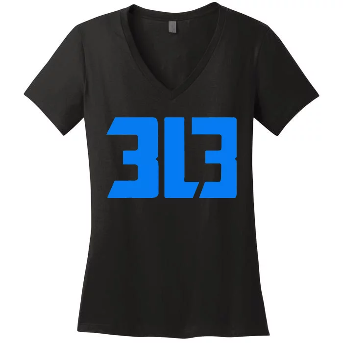 Detroit 313 Women's V-Neck T-Shirt