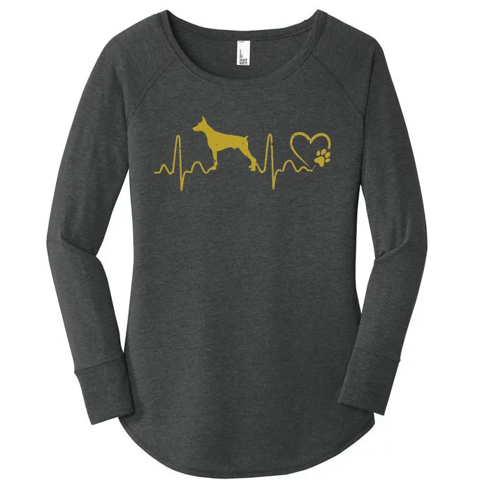 Dogs 365 Heartbeat Doberman Pinscher Dog Rescue Lifeline Women's Perfect Tri Tunic Long Sleeve Shirt