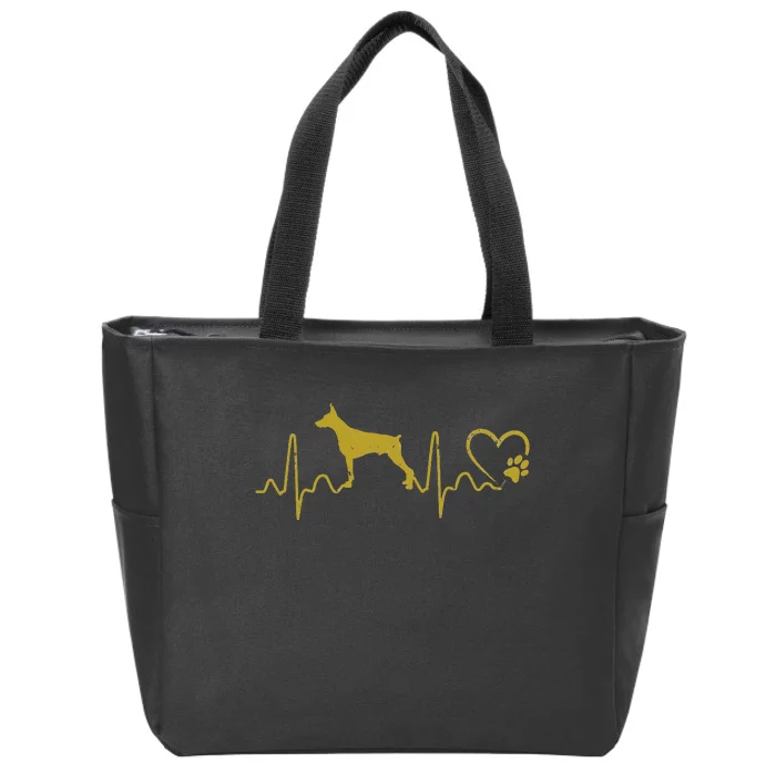 Dogs 365 Heartbeat Doberman Pinscher Dog Rescue Lifeline Zip Tote Bag