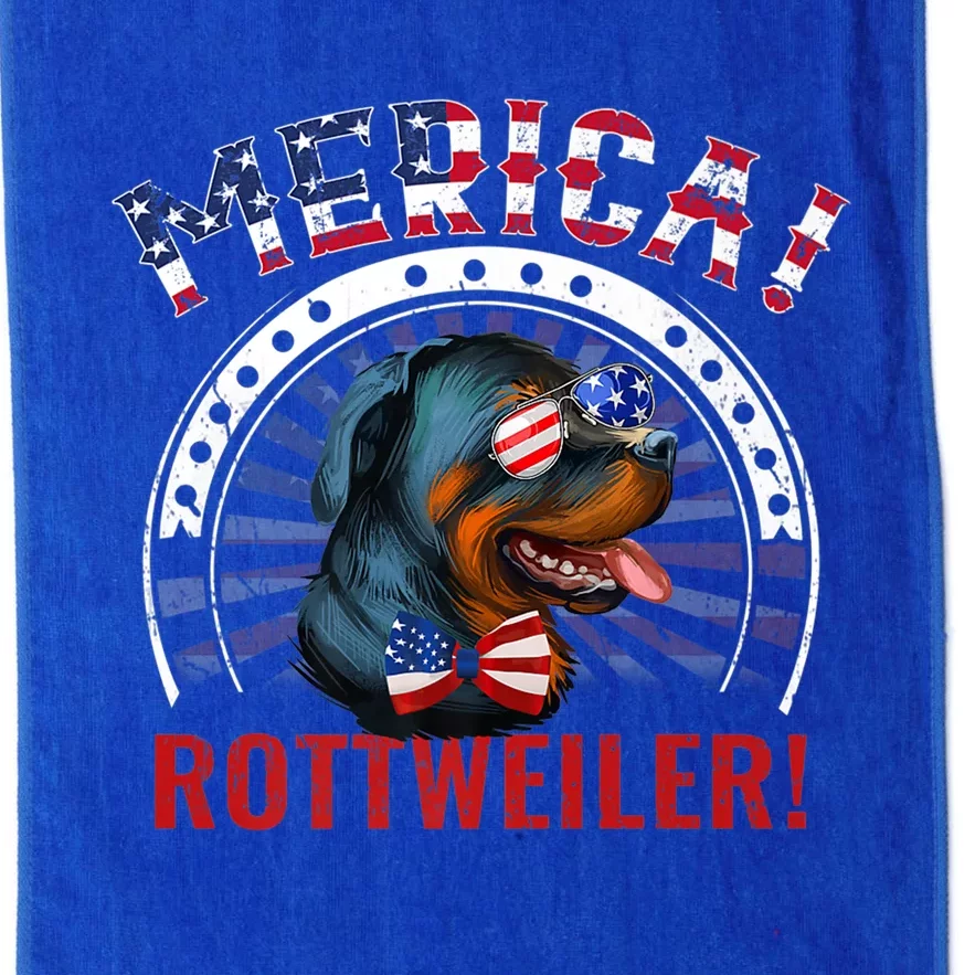 Dogs 365 Merica Rottweiler Dog American Flag 4th Of July Usa Gift Platinum Collection Golf Towel