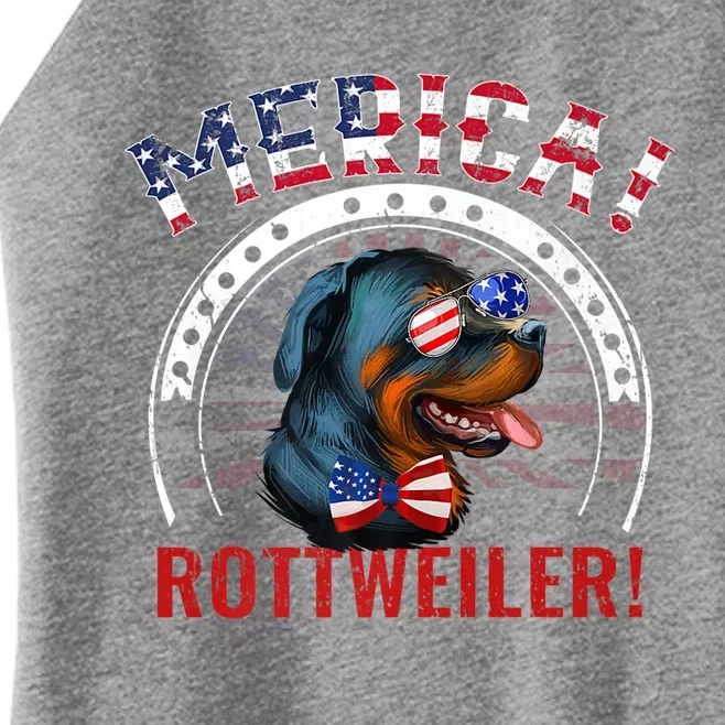 Dogs 365 Merica Rottweiler Dog American Flag 4th Of July Usa Gift Women’s Perfect Tri Rocker Tank