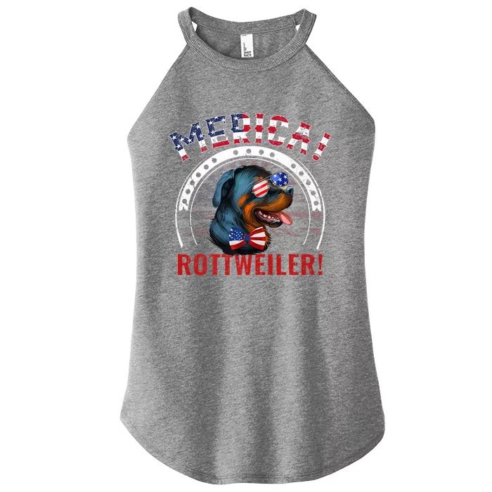 Dogs 365 Merica Rottweiler Dog American Flag 4th Of July Usa Gift Women’s Perfect Tri Rocker Tank