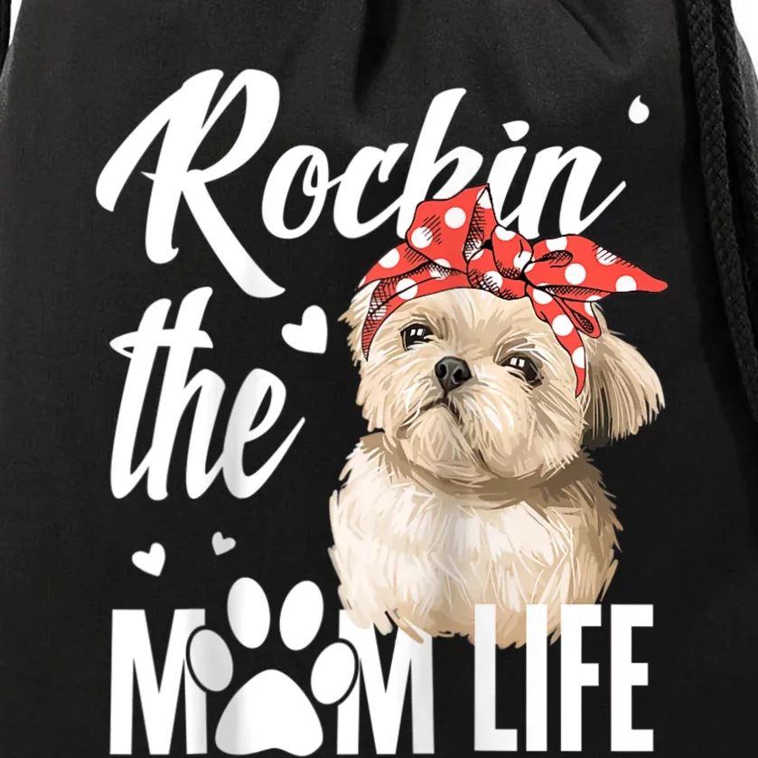 Dogs 365 Rockin The Shih Tzu Mom Life Dog Lover Drawstring Bag