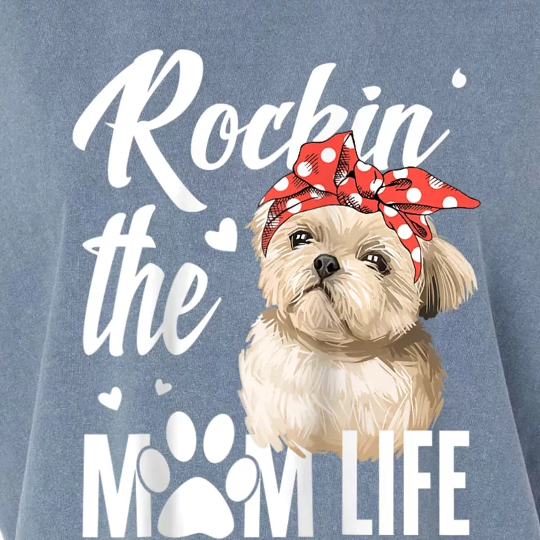 Dogs 365 Rockin The Shih Tzu Mom Life Dog Lover Garment-Dyed Women's Muscle Tee