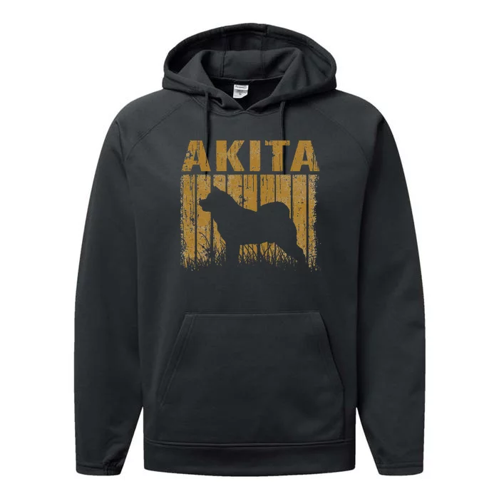 Dogs 365 Retro Akita Dog Vintage Animal Performance Fleece Hoodie