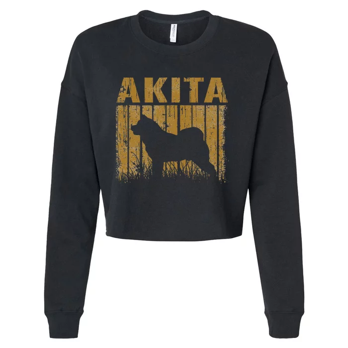 Dogs 365 Retro Akita Dog Vintage Animal Cropped Pullover Crew