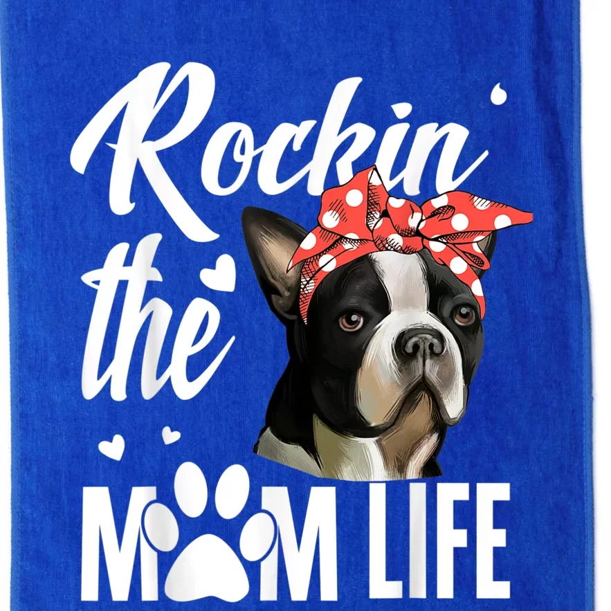 Dogs 365 Rockin The Boston Terrier Mom Life Dog Lover Platinum Collection Golf Towel