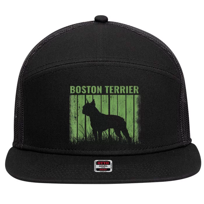 Dogs 365 Retro Boston Terrier Dog Vintage Gift 7 Panel Mesh Trucker Snapback Hat