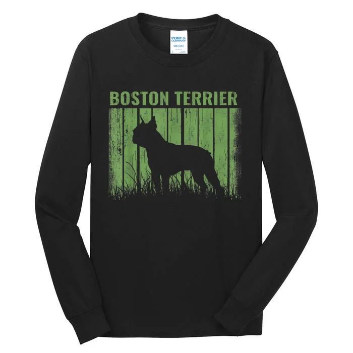 Dogs 365 Retro Boston Terrier Dog Vintage Gift Tall Long Sleeve T-Shirt