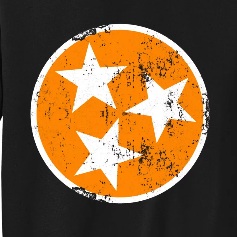 Distressed 3 Star Tn State Orange And White Tennessee Flag Sweatshirt