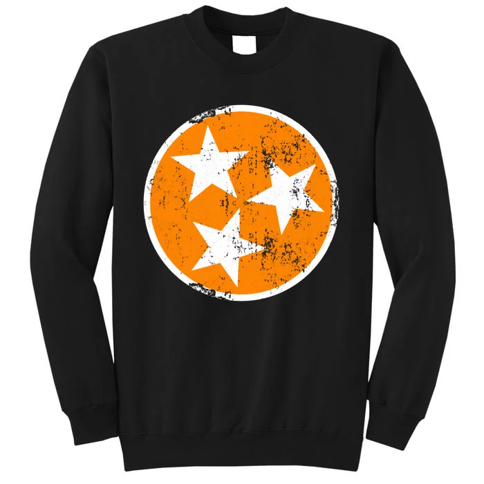 Distressed 3 Star Tn State Orange And White Tennessee Flag Sweatshirt