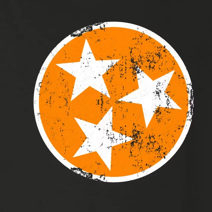 Distressed 3 Star Tn State Orange And White Tennessee Flag Toddler Long Sleeve Shirt