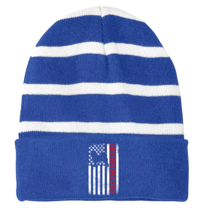 Dogs 365 Samoyed Best Dog Dad Ever American Flag Gift Striped Beanie with Solid Band