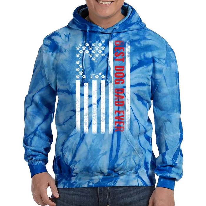 Dogs 365 Samoyed Best Dog Dad Ever American Flag Gift Tie Dye Hoodie