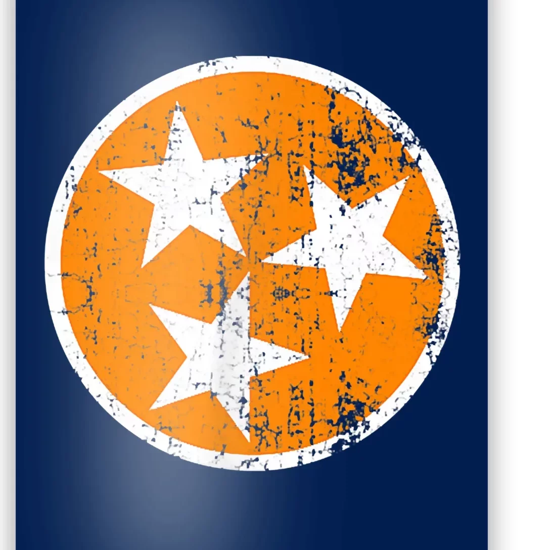 Distressed 3 Star Tn State Orange And White Tennessee Flag Poster