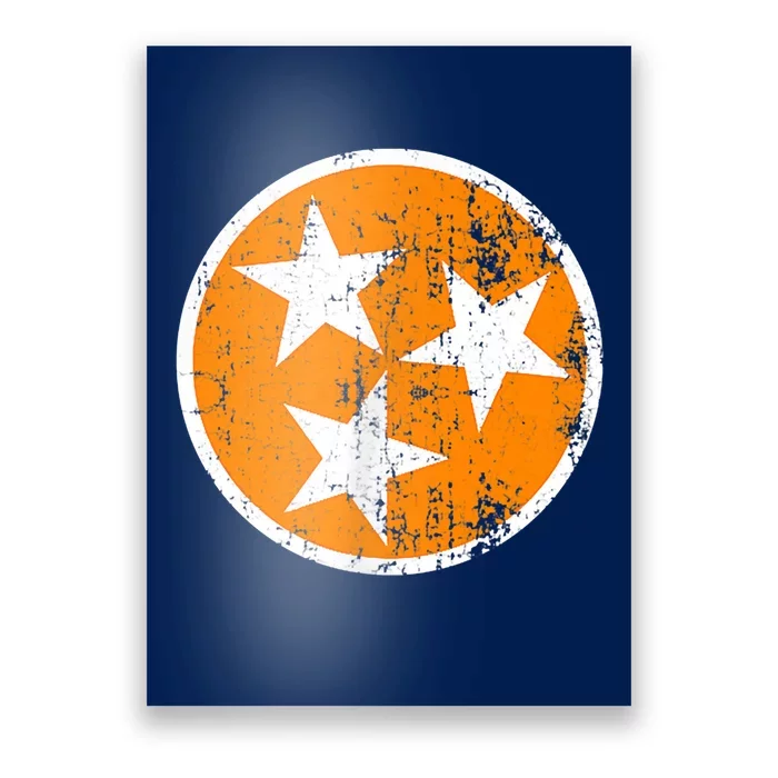 Distressed 3 Star Tn State Orange And White Tennessee Flag Poster