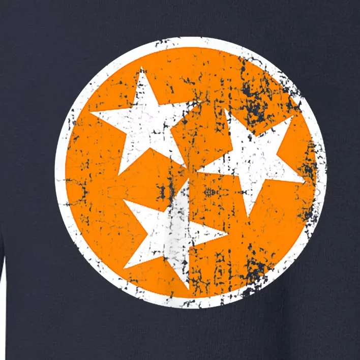 Distressed 3 Star Tn State Orange And White Tennessee Flag Toddler Sweatshirt