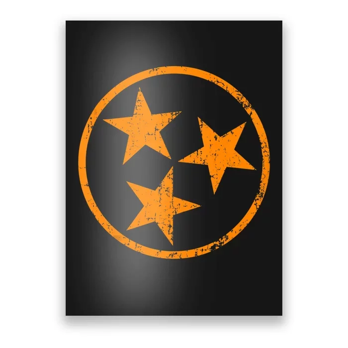 Distressed 3 Star Tn State Orange And White Tennessee Flag Poster