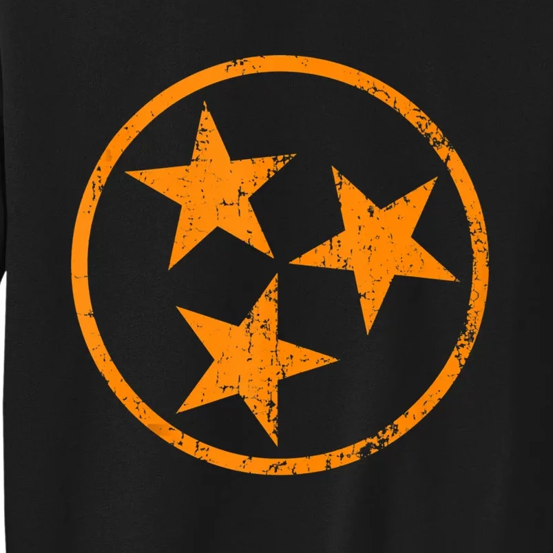 Distressed 3 Star Tn State Orange And White Tennessee Flag Tall Sweatshirt